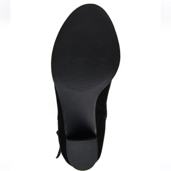 $FINAL$  JOURNEE Collection Black Microsuede Side Strap Riding Boots - Picture 4 of 8